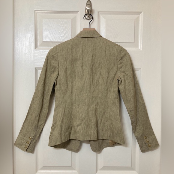 Vince Women’s Beige Linen Blend Blazer Jacket Size 2 Coastal Euro Summer Preppy - Picture 5 of 10